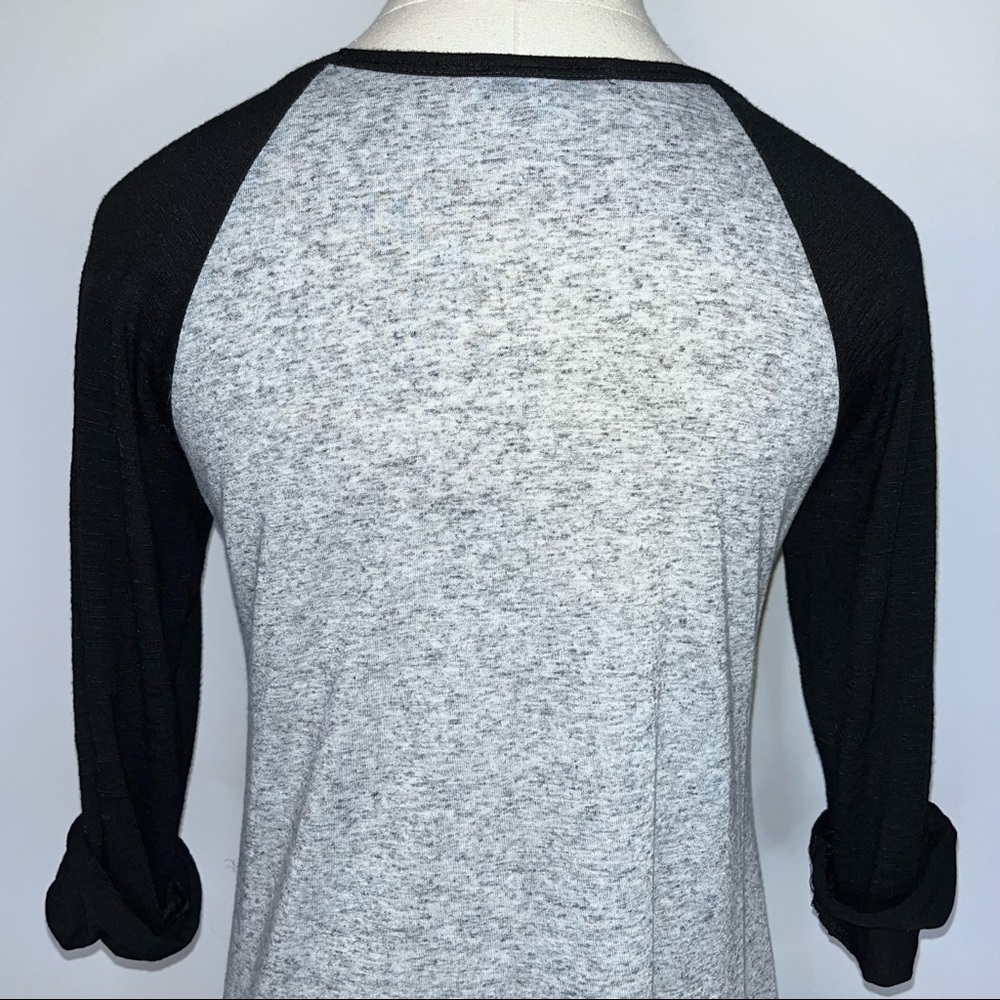 MOA MOA Gray Black Crew Neck Raglan Shirt Small Aztec Front Pocket - Picture 7 of 12